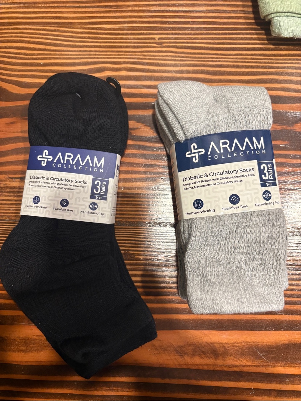 Aran Collection - Black & Light Gray (2 Pack; 3 socks in each pack)